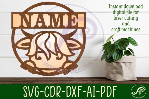 Download Highland Cow Name Sign Svg Laser Cut - Cow name sign svg Collection