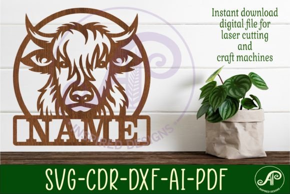Download Highland Cow Name Sign Svg Laser Cut - Cow name sign svg Collection