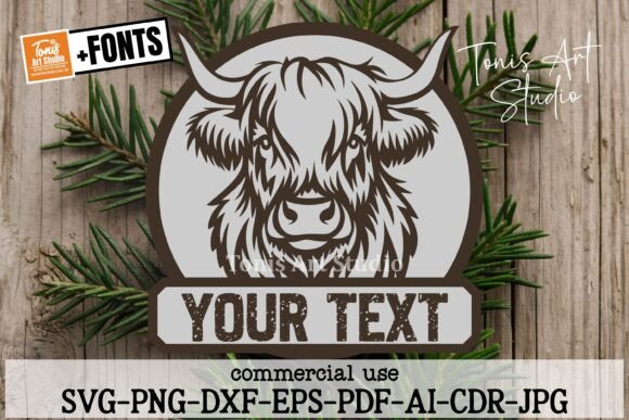 Download Highland Cow Name Sign SVG, Laser Cut - Cow name sign svg Collection