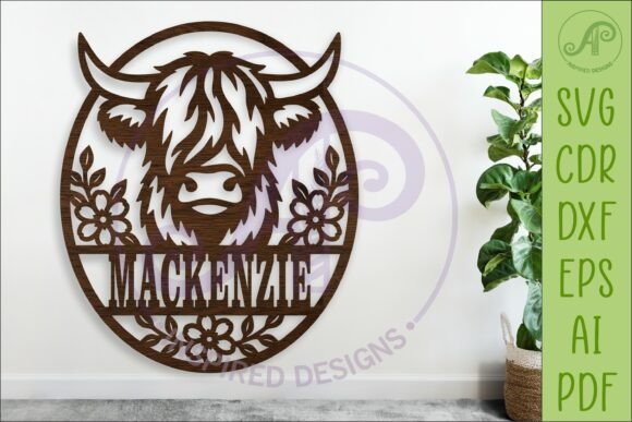 Download Floral Highland Cow Name Sign SVG. Farm - Cow name sign svg Collection