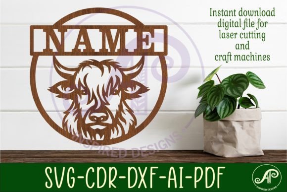 Download Highland Cow Name Sign Svg Laser Cut - Cow name sign svg Collection