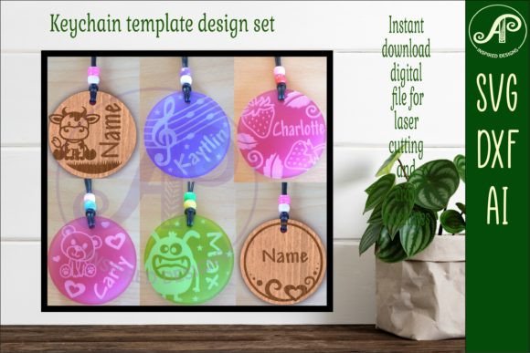 Download 6 Bag Tag Design Set 1 Keychain DIGITAL - Bag tag design Collection